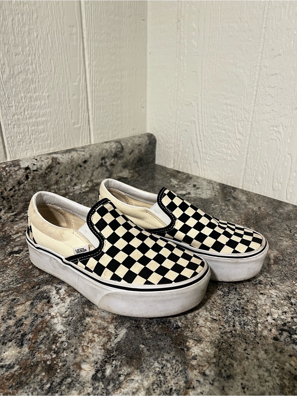 Checkered Platform Vans - Size 8